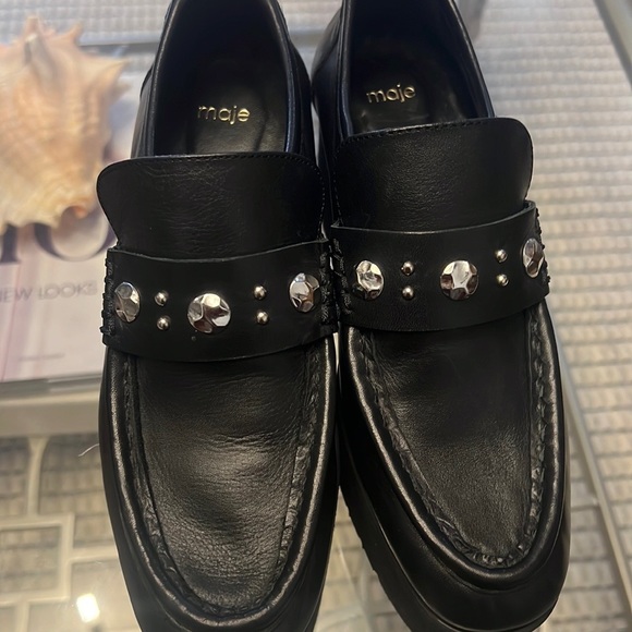 Maje Flatzstud Plat Foam loafer in leather and studs size 37 - Picture 3 of 8